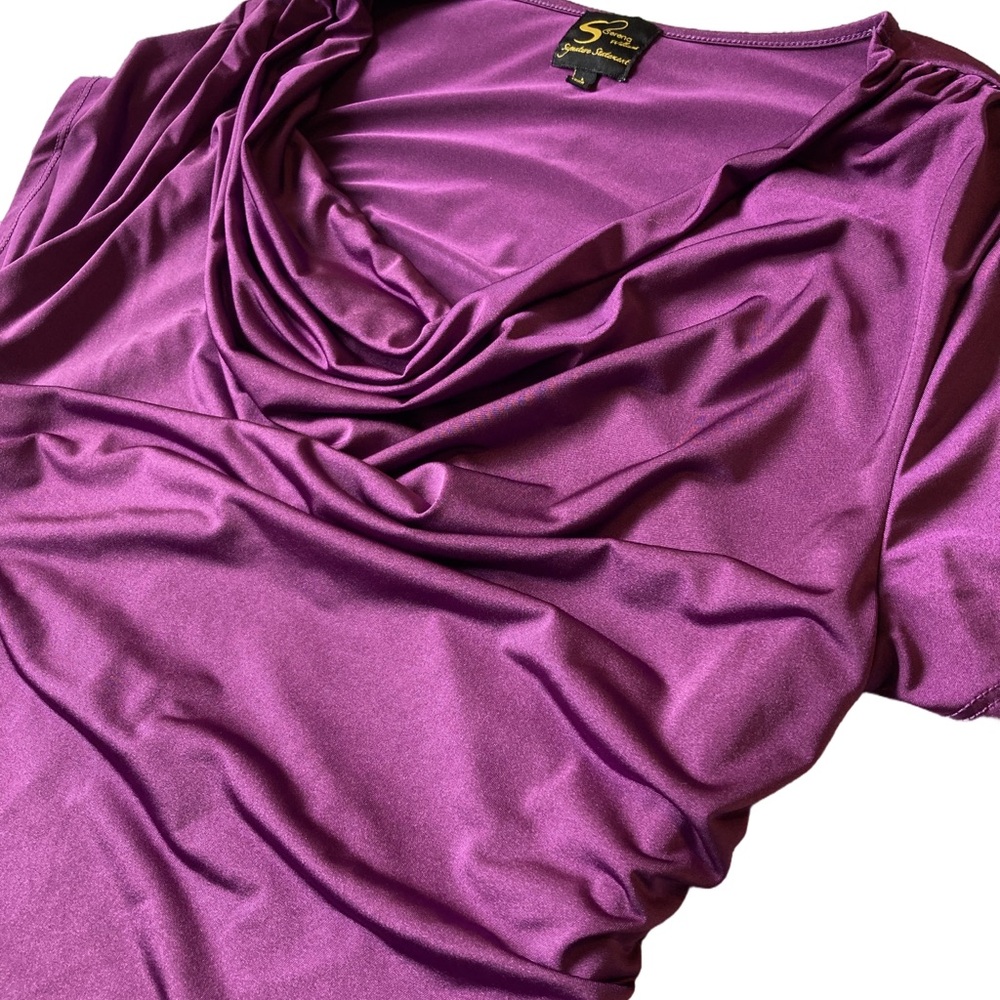 Serena Williams Signature Statement Purple Cowl Neck Top | Size Large | Dressy - Picture 3 of 8